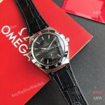High Quality Replica OMEGA Constellation Black Imported Rubber Strap Black Face Dial Black 316L Stainless Steel Case Watch 